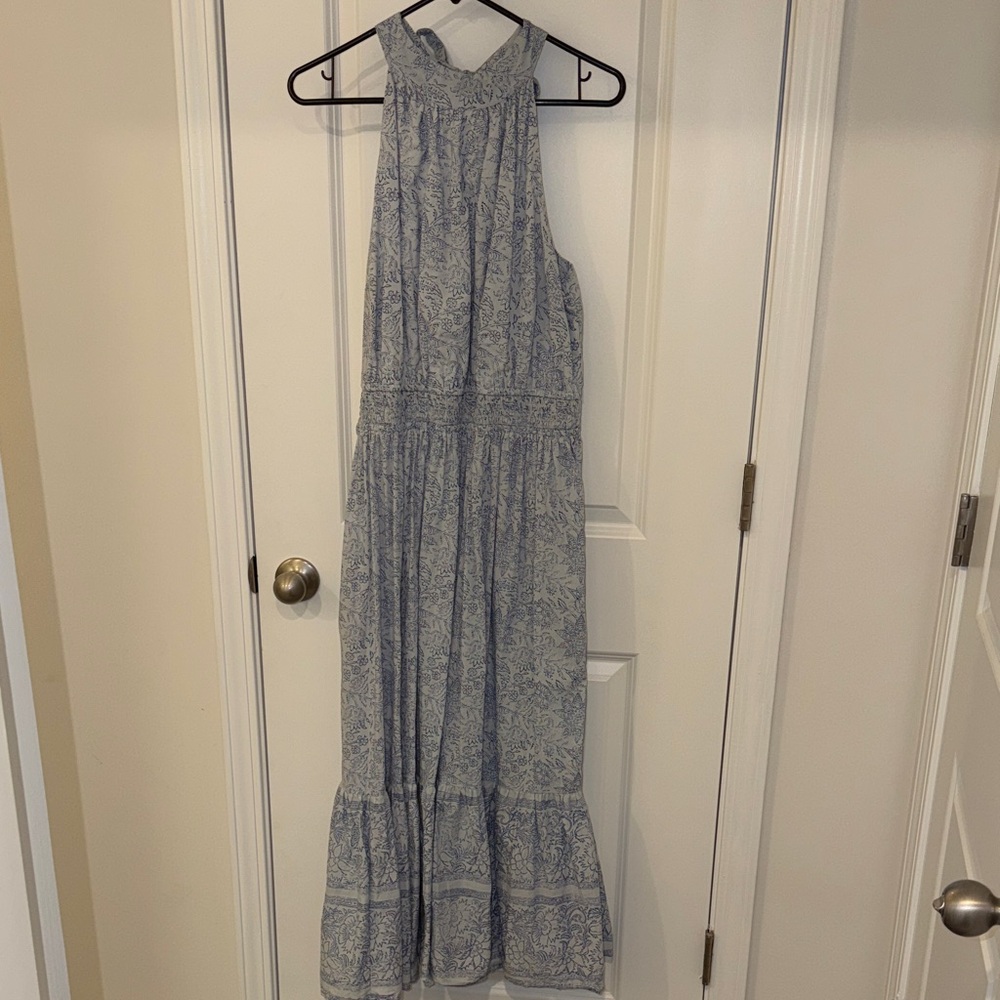 Wonderly Light Blue Floral Halter Maxi Dress
